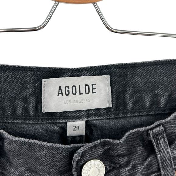 Agolde 90's Mid Rise Loose Jeans Rigid Denim Button Fly Black Size 28 - Picture 10 of 12
